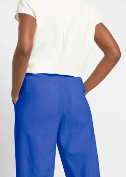 Outlet Pantalón palazzo de mezcla ligera de viscosa y lino Mujer Esenciales|Pantalones