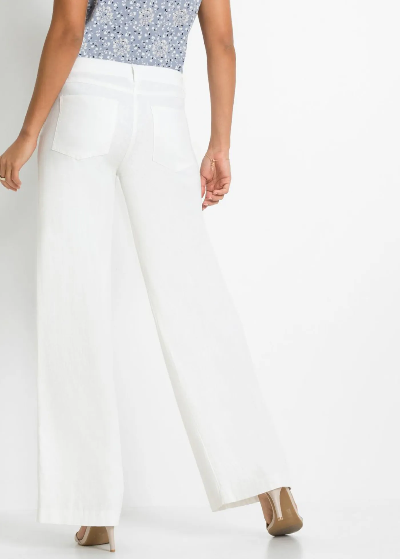 Clearance Pantalón palazzo de mezcla de lino Mujer Tallas Pequeñas