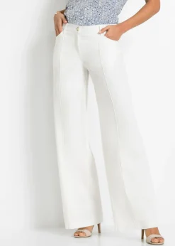 Discount Pantalón palazzo de mezcla de lino Mujer Pantalones