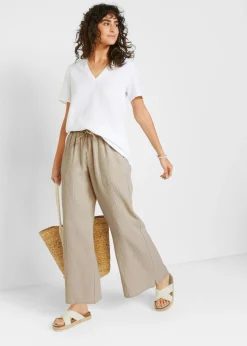 Sale Pantalón palazzo de muselina Mujer Pantalones|Tallas Pequeñas