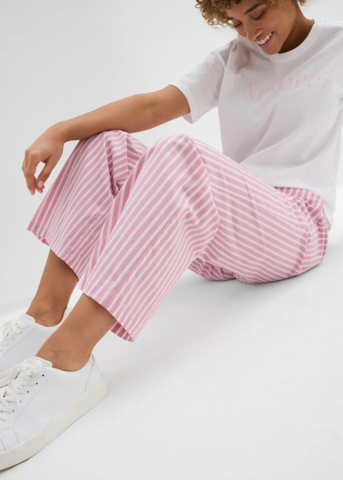 Pantalón palazzo de popelín de algodón Mujer Conjuntos De Ropa|Pantalones