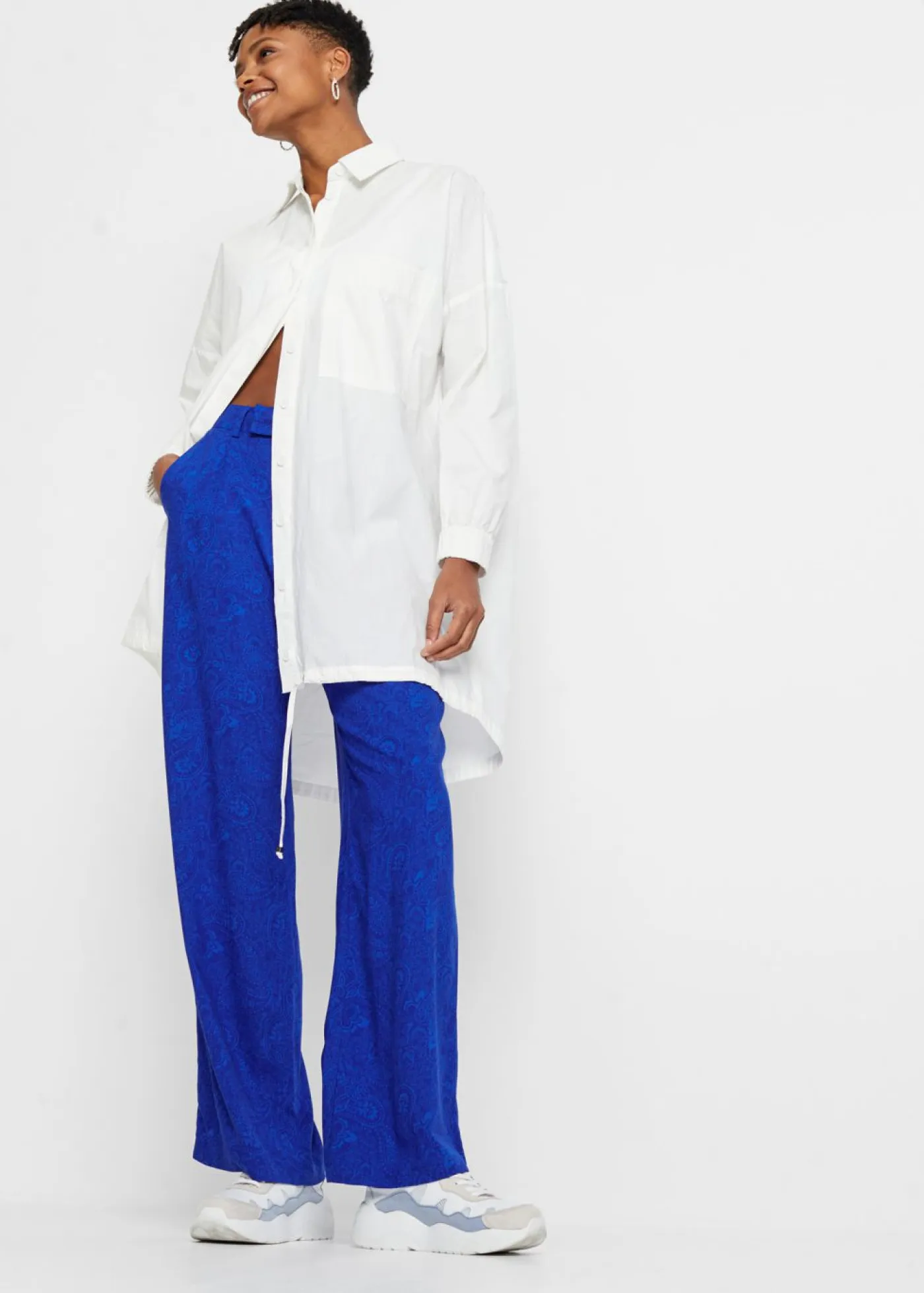 Discount Pantalón Palazzo de viscosa fluida Mujer Pantalones