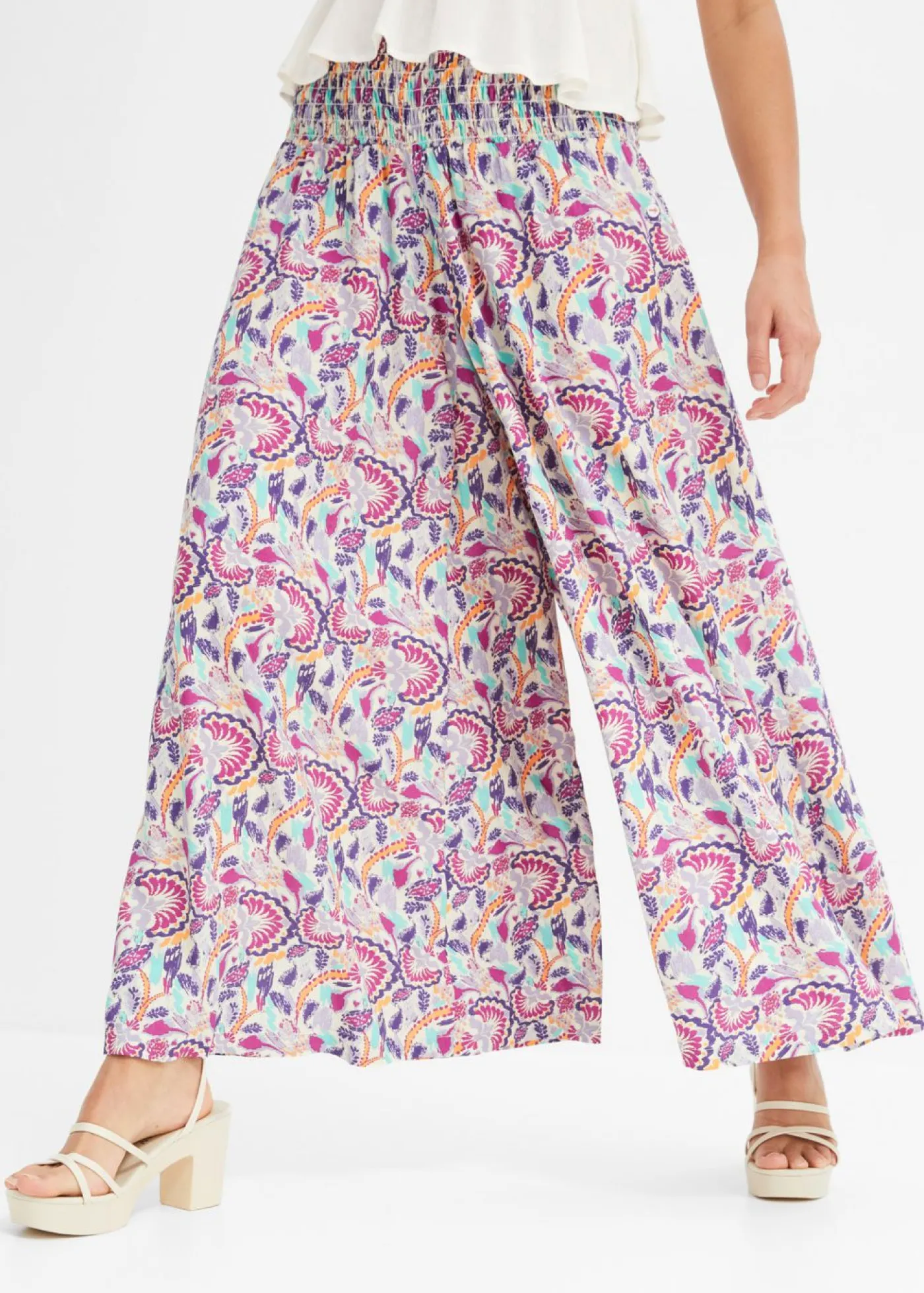 Online Pantalón Palazzo de viscosa fluida Mujer Pantalones|Tallas Pequeñas