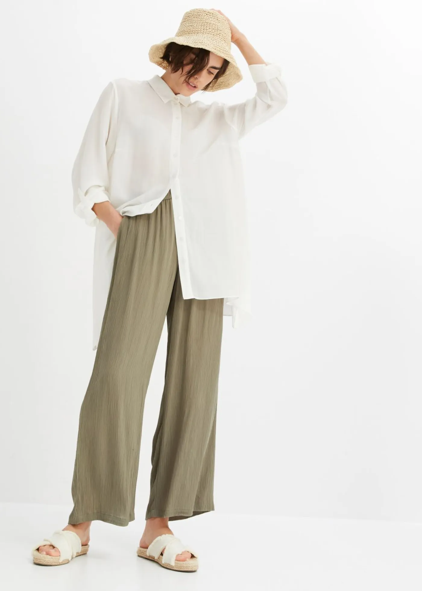 Discount Pantalón Palazzo de viscosa suave Mujer Pantalones