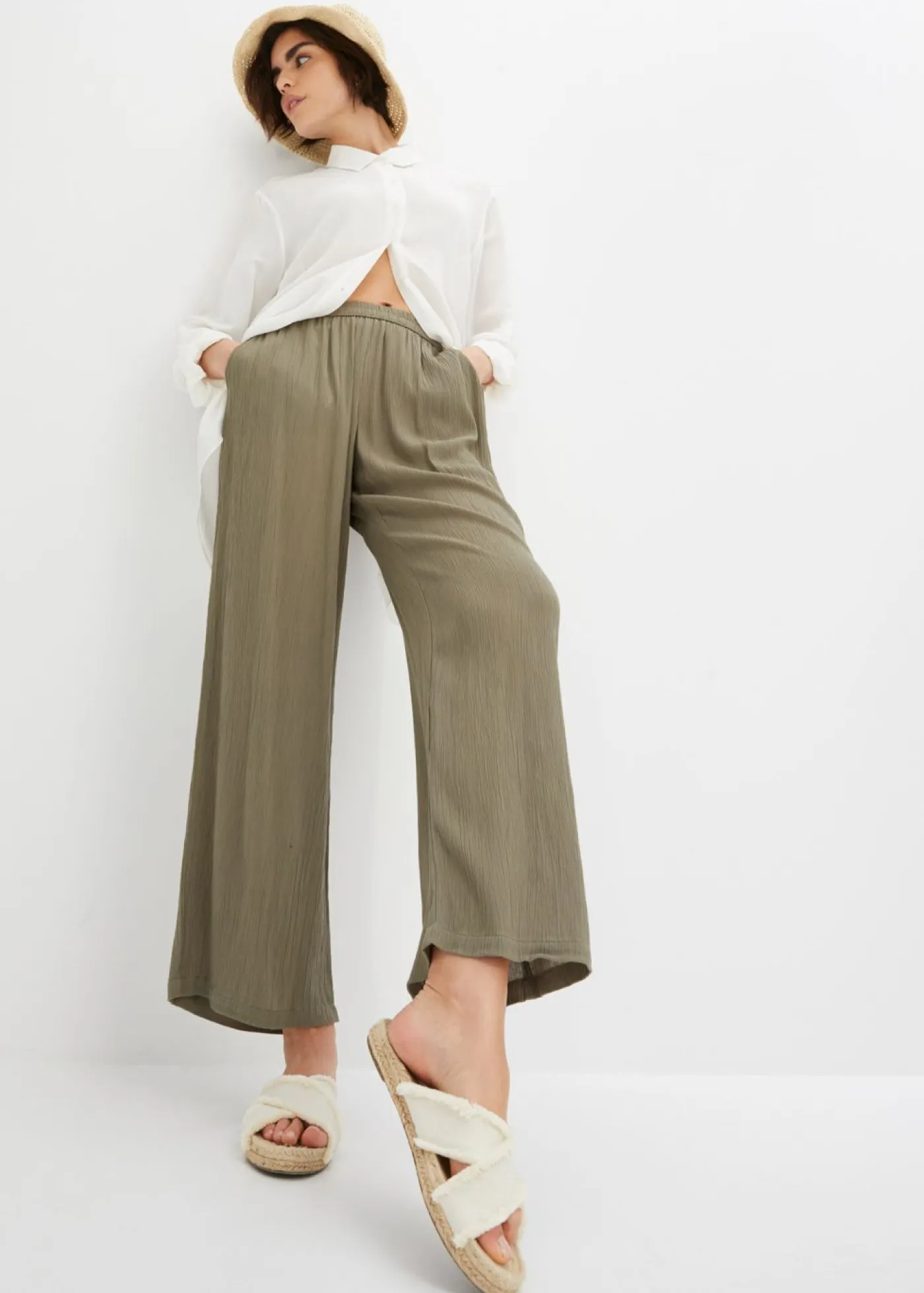 Discount Pantalón Palazzo de viscosa suave Mujer Pantalones