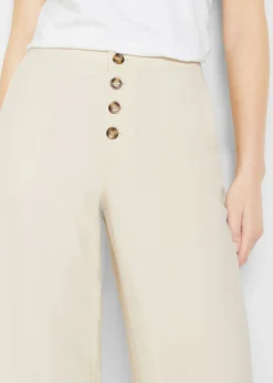 Pantalón palazzo largo con lino Mujer Pantalones|Novedades
