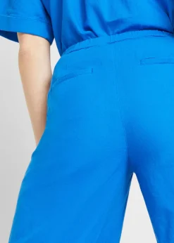 Sale Pantalón palazzo largo con lino Mujer Pantalones|Novedades
