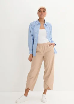 Clearance Pantalón pirata de mezcla de lino ligero Mujer Esenciales|Pantalones