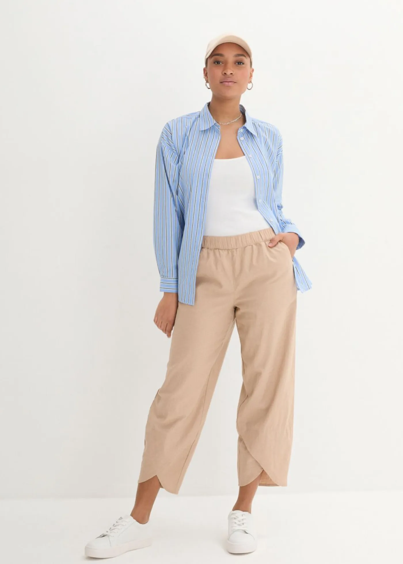 Clearance Pantalón pirata de mezcla de lino ligero Mujer Esenciales|Pantalones