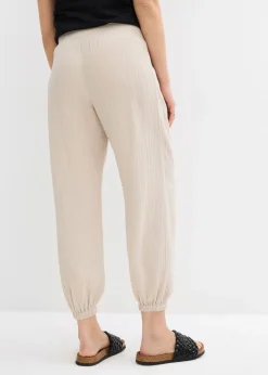 Sale Pantalón premamá 2 en 1 de muselina pura de algodón para durante y después del embarazo Mujer Premamá