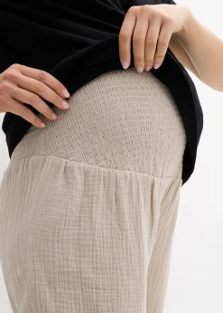 Sale Pantalón premamá 2 en 1 de muselina pura de algodón para durante y después del embarazo Mujer Premamá