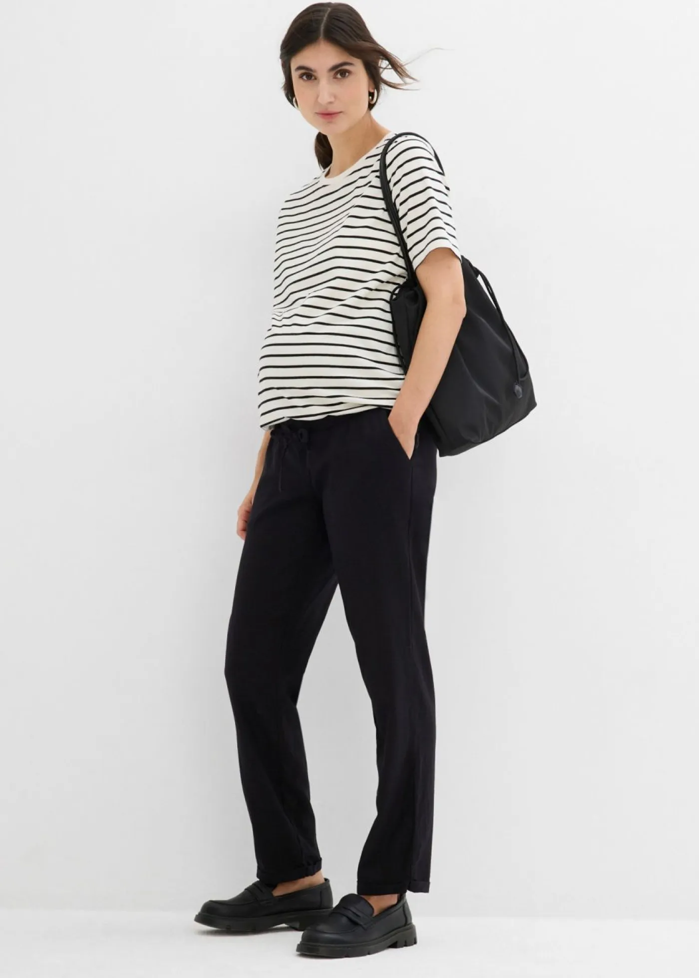 New Pantalón premamá de lino con pernera recta Mujer Premamá