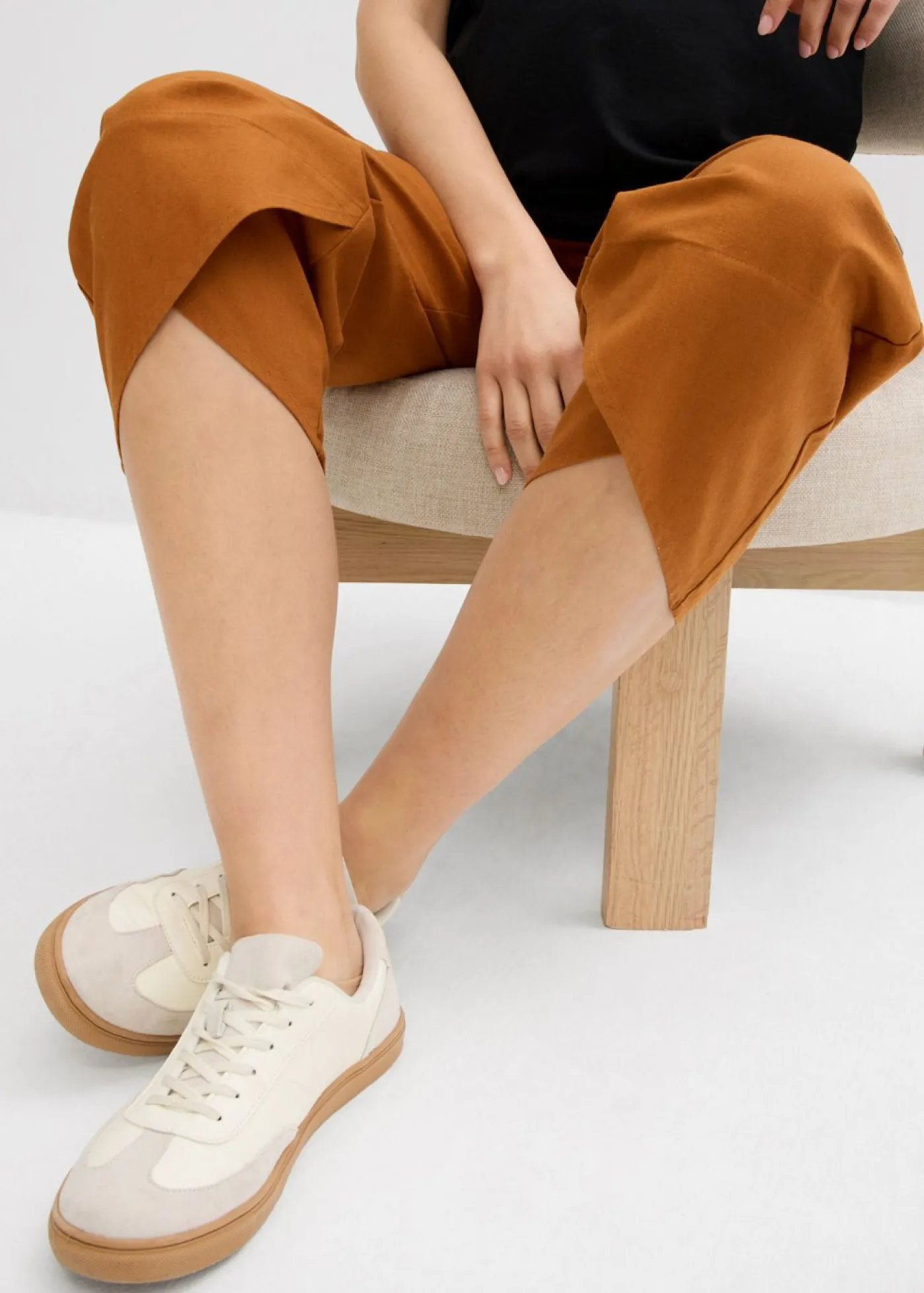 Clearance Pantalón premamá de lino y algodón con banda abdominal Mujer Premamá