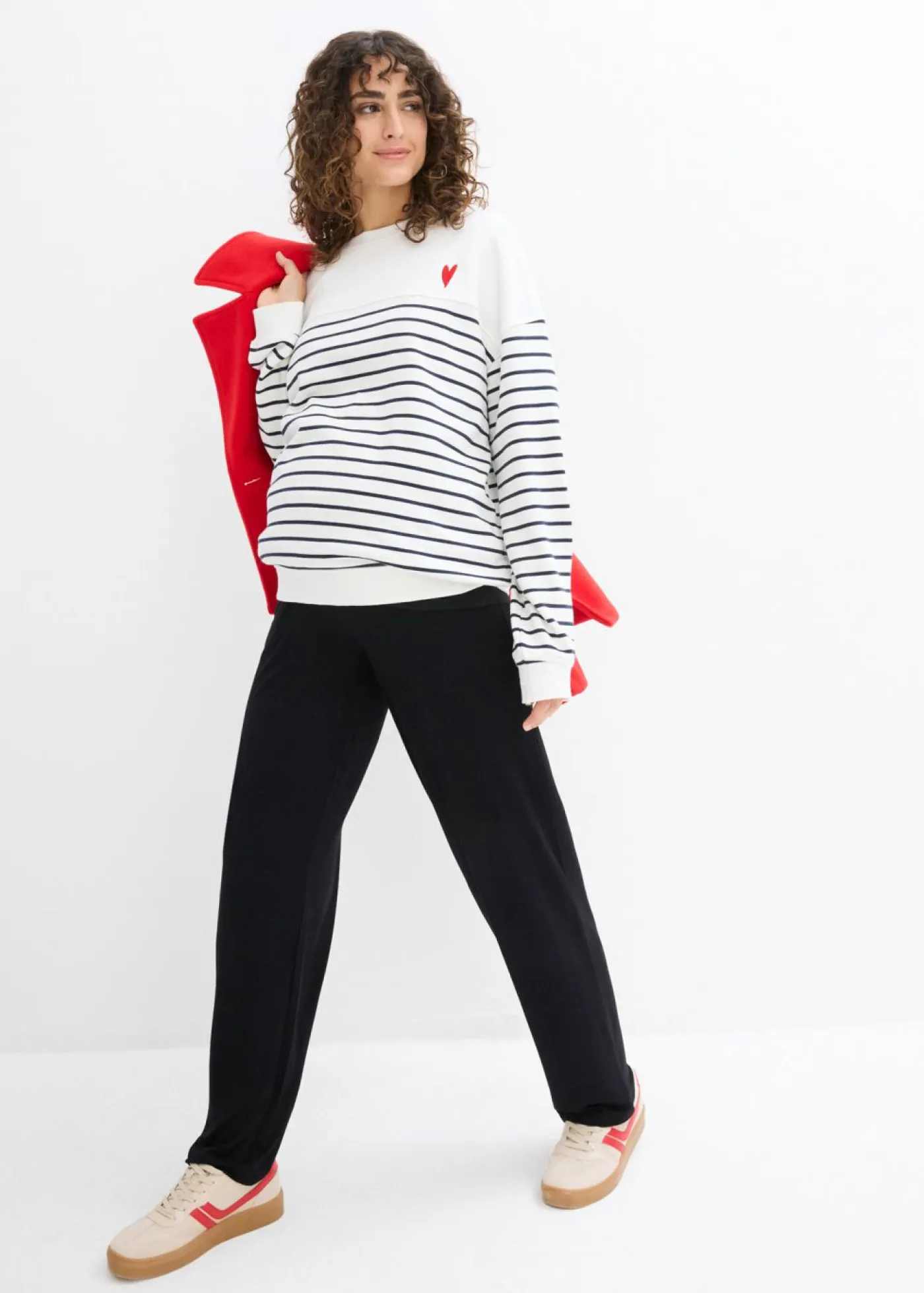 New Pantalón premamá de punto con cintura de nido de abeja y perneras rectas Mujer Premamá