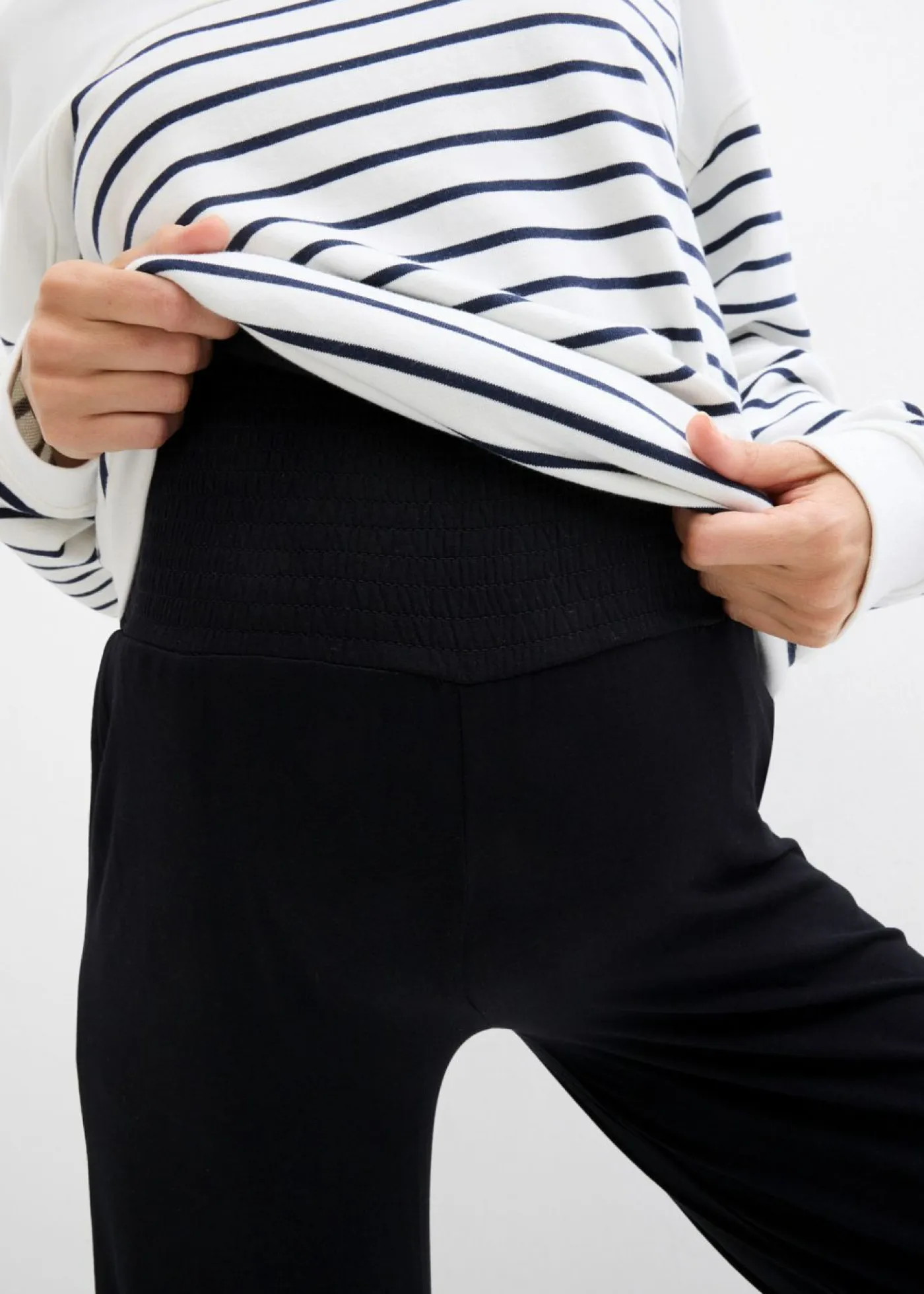 New Pantalón premamá de punto con cintura de nido de abeja y perneras rectas Mujer Premamá
