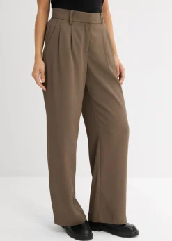 Outlet Pantalón sin cierre con estructura de sarga Mujer Esenciales|Pantalones