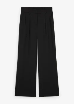 Pantalón sin cierre con estructura de sarga Mujer Esenciales|Pantalones