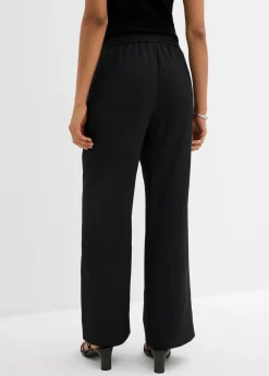 Pantalón sin cierre con estructura de sarga Mujer Esenciales|Pantalones