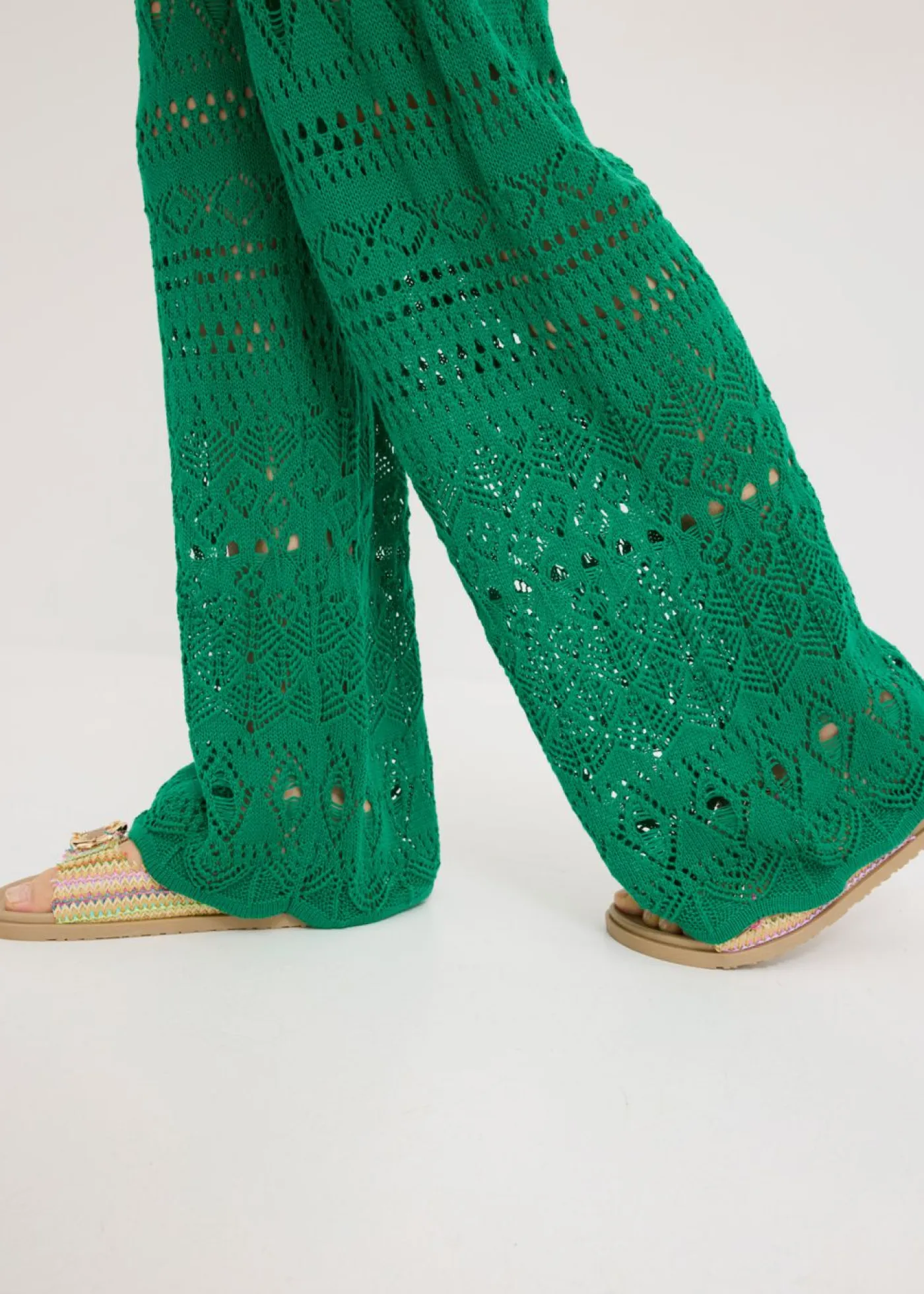 Online Pantalón sin cierre con patrón de punto calado Mujer Pantalones