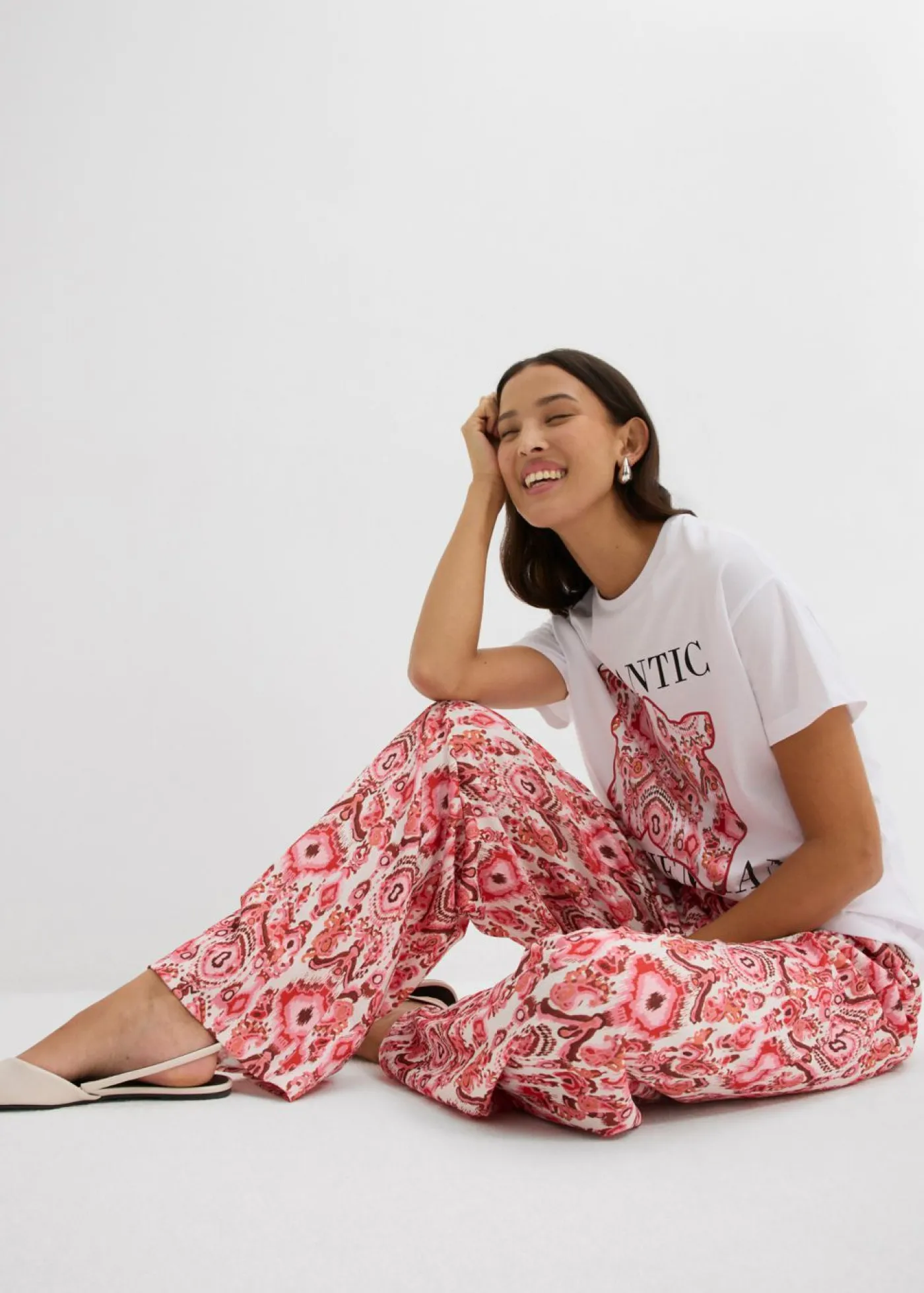 Outlet Pantalón sin cierre de crepé estructurado Mujer Pantalones