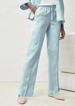 Clearance Pantalón sin cierre de lino puro Mujer Premium|Pantalones