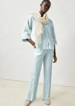 Clearance Pantalón sin cierre de lino puro Mujer Premium|Pantalones