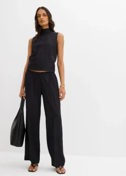 Best Pantalón sin cierre de mezcla de viscosa estructurada Mujer Conjuntos De Ropa|Esenciales