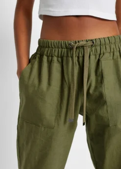New Pantalón sin cierre de mezcla de lino ligero Mujer Pantalones