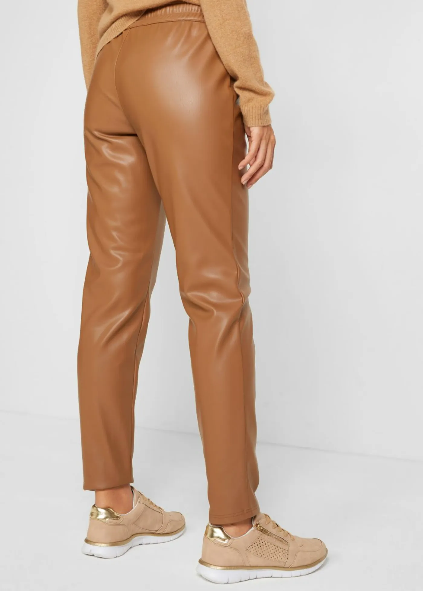 Pantalón sin cierre de piel sintética Mujer Pantalones