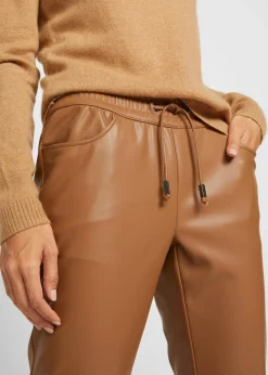 Pantalón sin cierre de piel sintética Mujer Pantalones