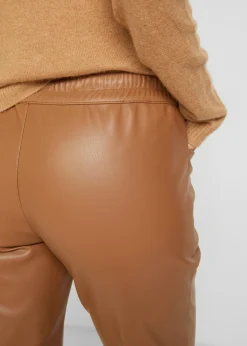 Pantalón sin cierre de piel sintética Mujer Pantalones