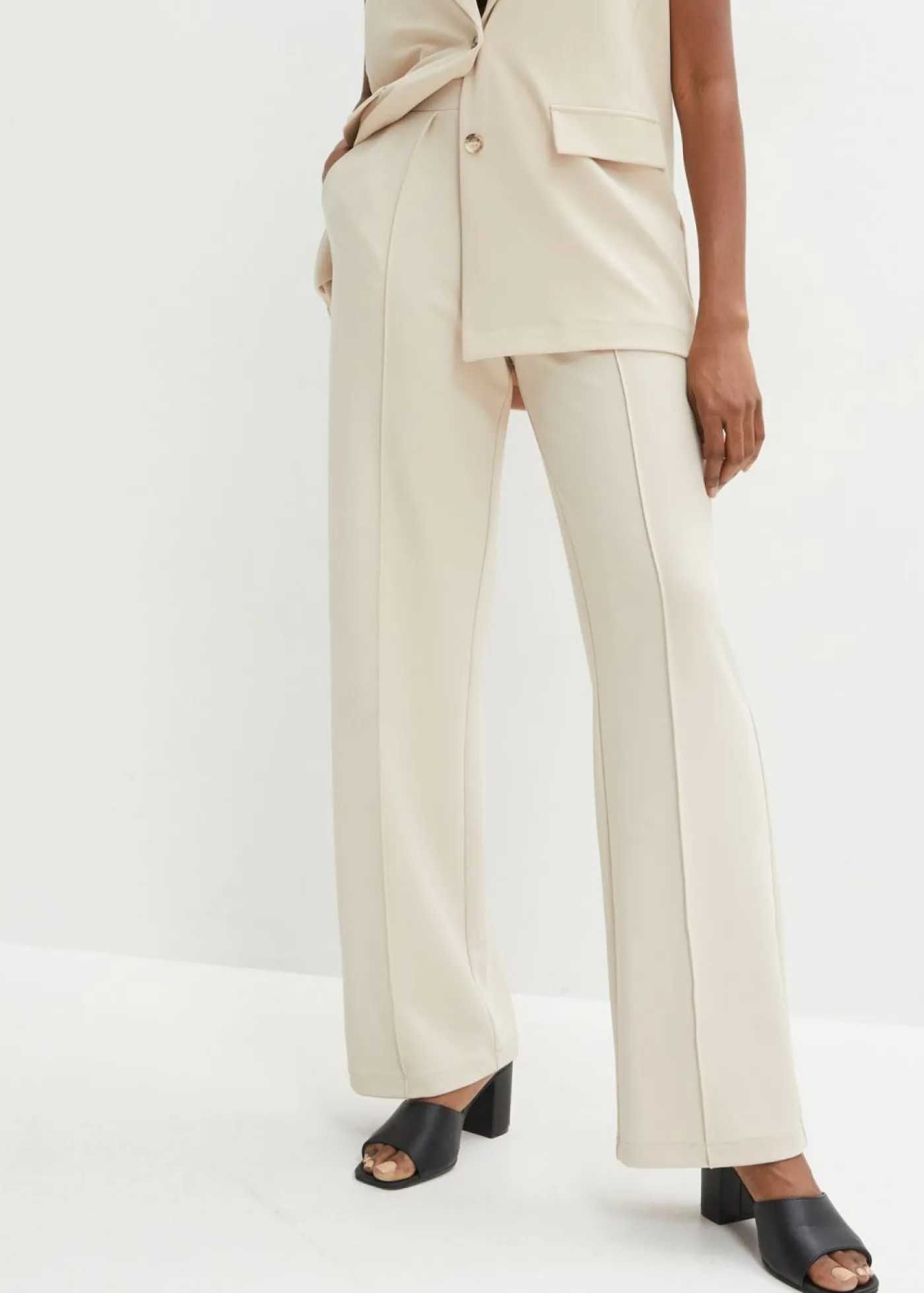 Online Pantalón sin cierre de tejido interlock resistente Mujer Pantalones|Novedades