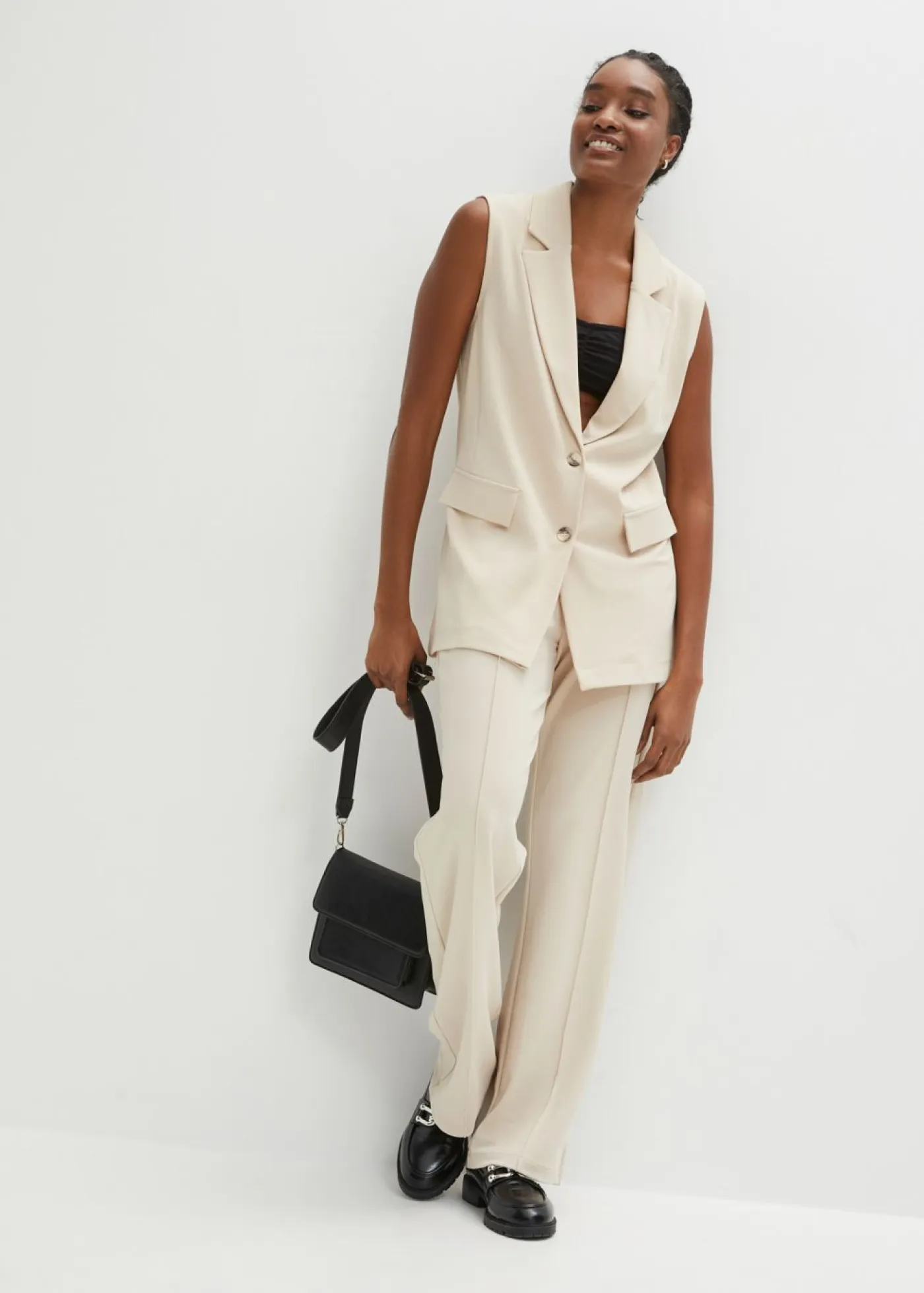 Online Pantalón sin cierre de tejido interlock resistente Mujer Pantalones|Novedades