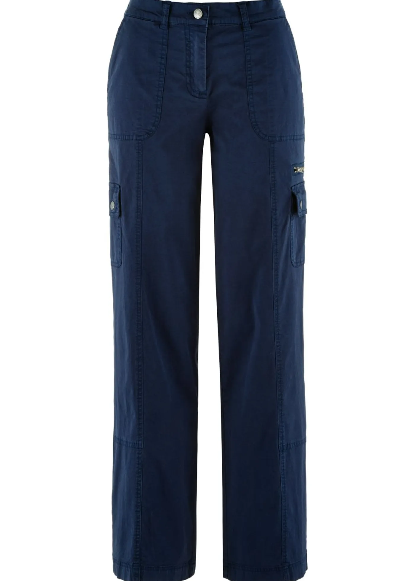 Pantalón tipo cargo de algodón, mid waist Mujer Pantalones