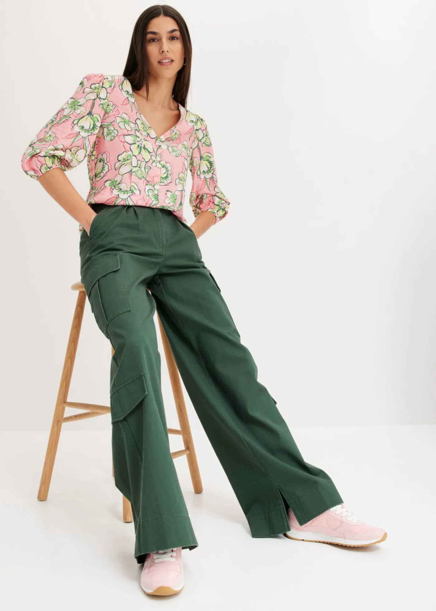 Hot Pantalón tipo cargo de algodón puro Mujer Pantalones