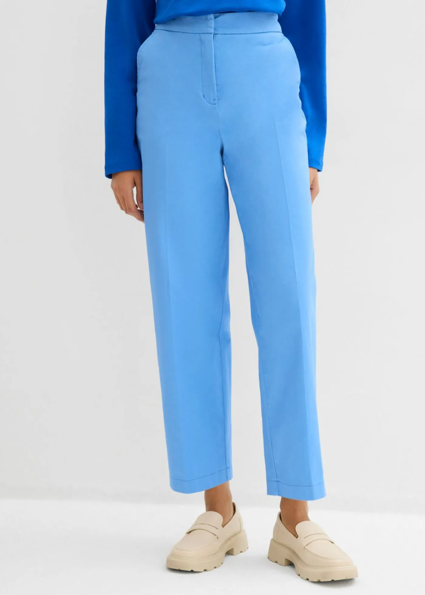 Hot Pantalón tipo chino de sarga de algodón Mujer Esenciales|Pantalones