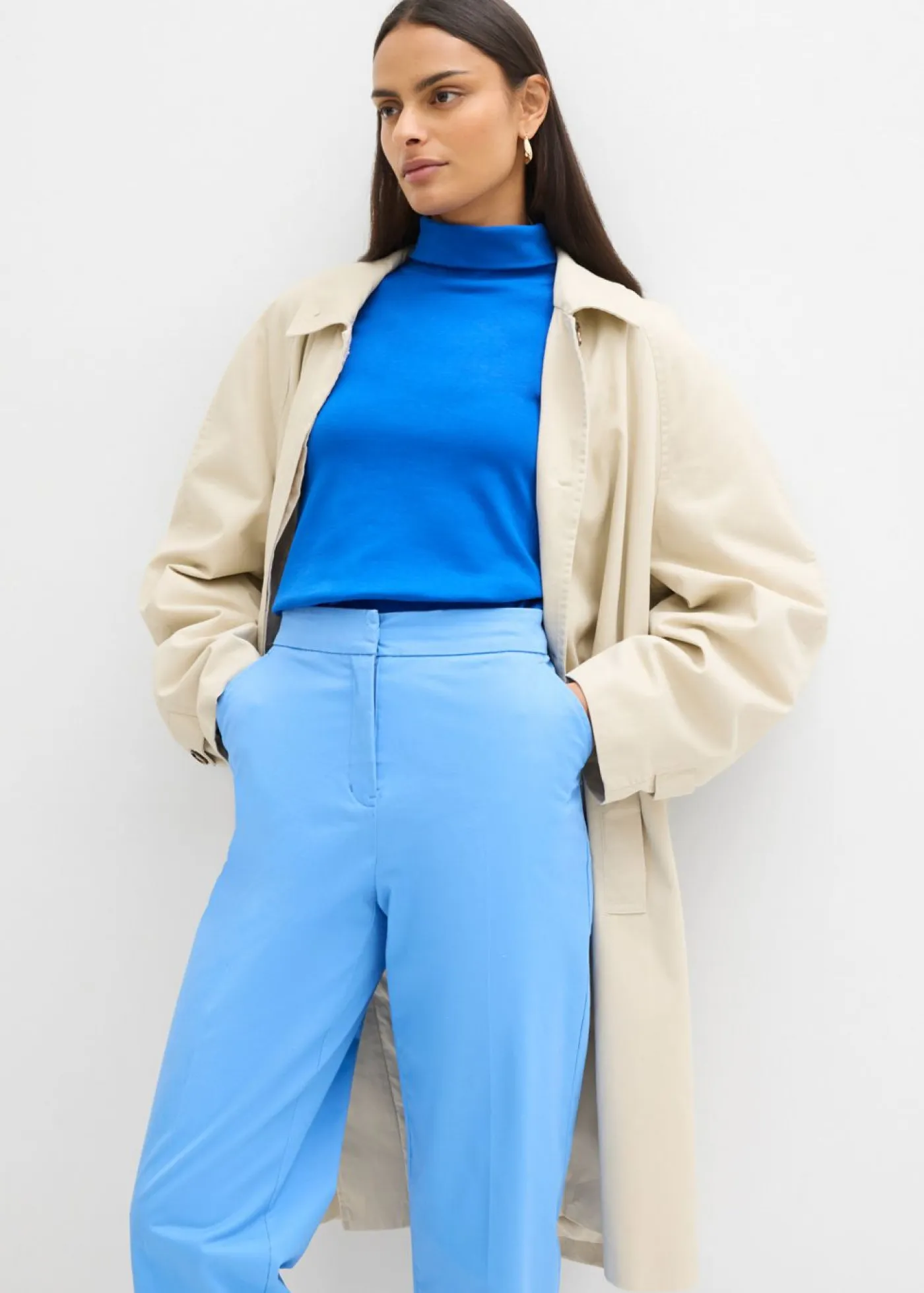 Hot Pantalón tipo chino de sarga de algodón Mujer Esenciales|Pantalones
