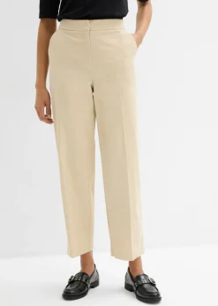 Outlet Pantalón tipo chino de sarga de algodón Mujer Esenciales|Pantalones