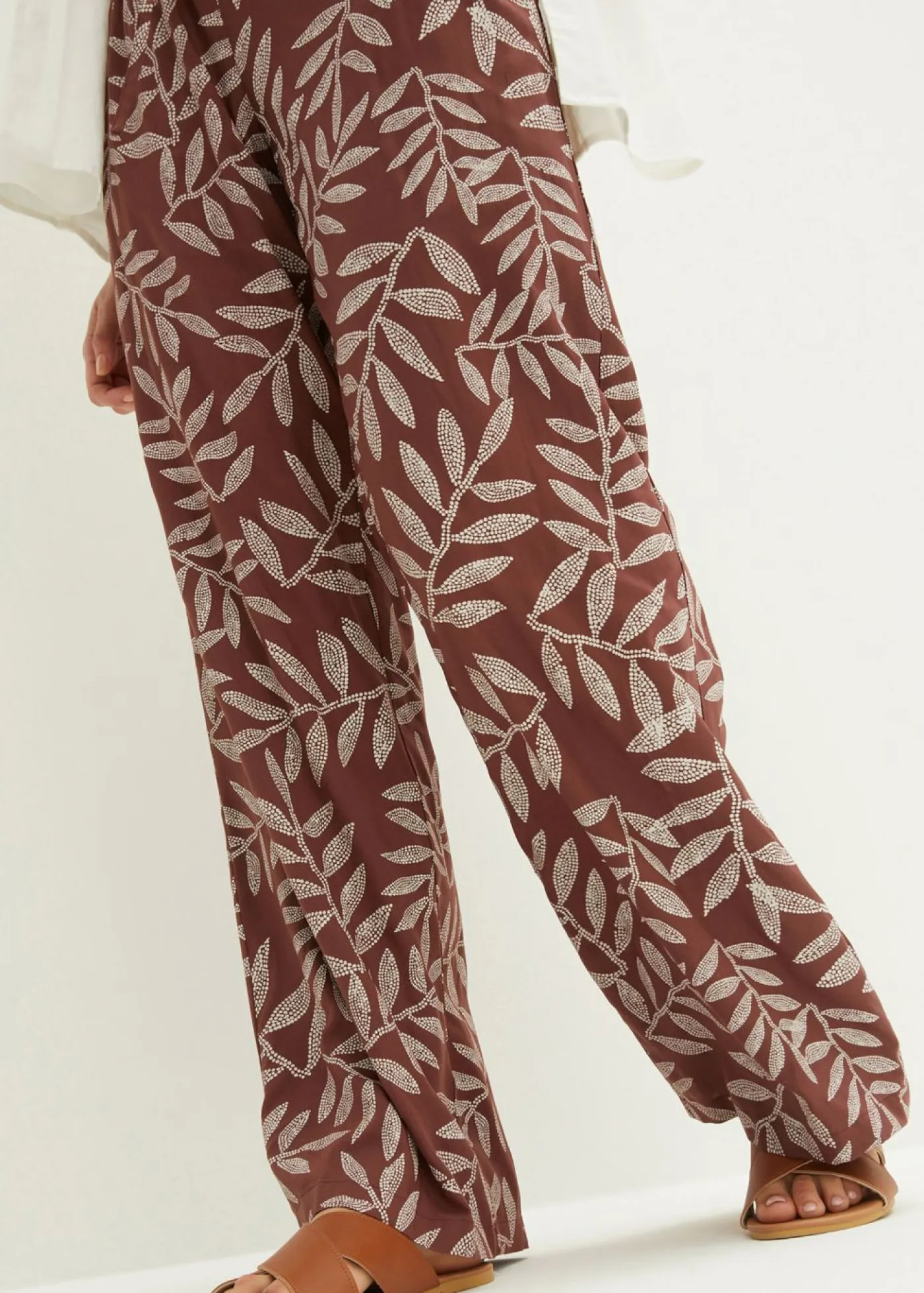 Pantalón tipo palazzo de viscosa sostenible con estampado Mujer Pantalones