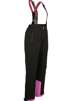 Pantalón térmico funcional de esquí con tirantes desmontables, material impermeable y corte recto Mujer Ropa Térmica|Ropa Para El Aire Libre