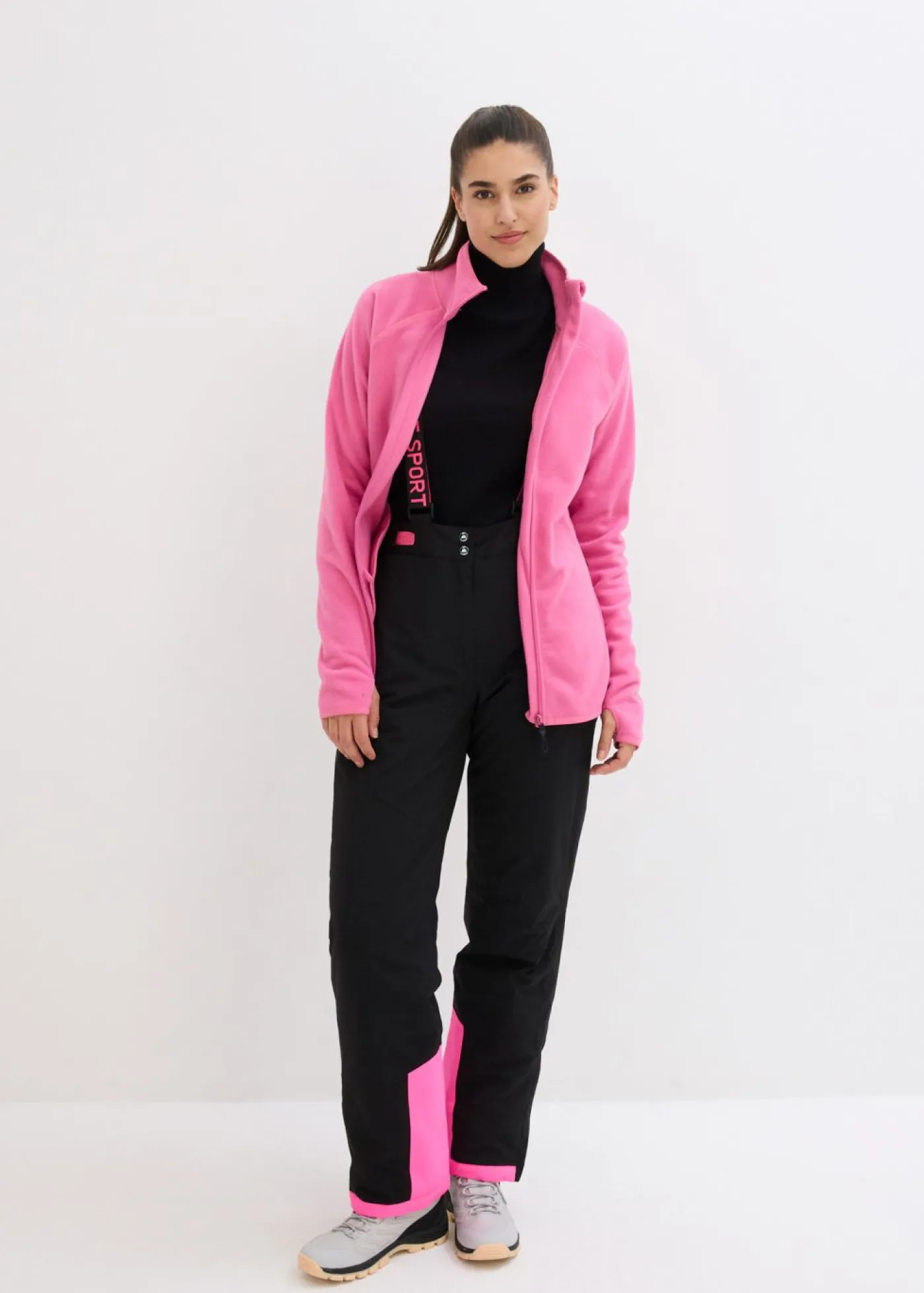 Pantalón térmico funcional de esquí con tirantes desmontables, material impermeable y corte recto Mujer Ropa Térmica|Ropa Para El Aire Libre