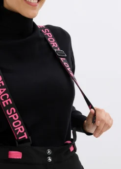 Pantalón térmico funcional de esquí con tirantes desmontables, material impermeable y corte recto Mujer Ropa Térmica|Ropa Para El Aire Libre