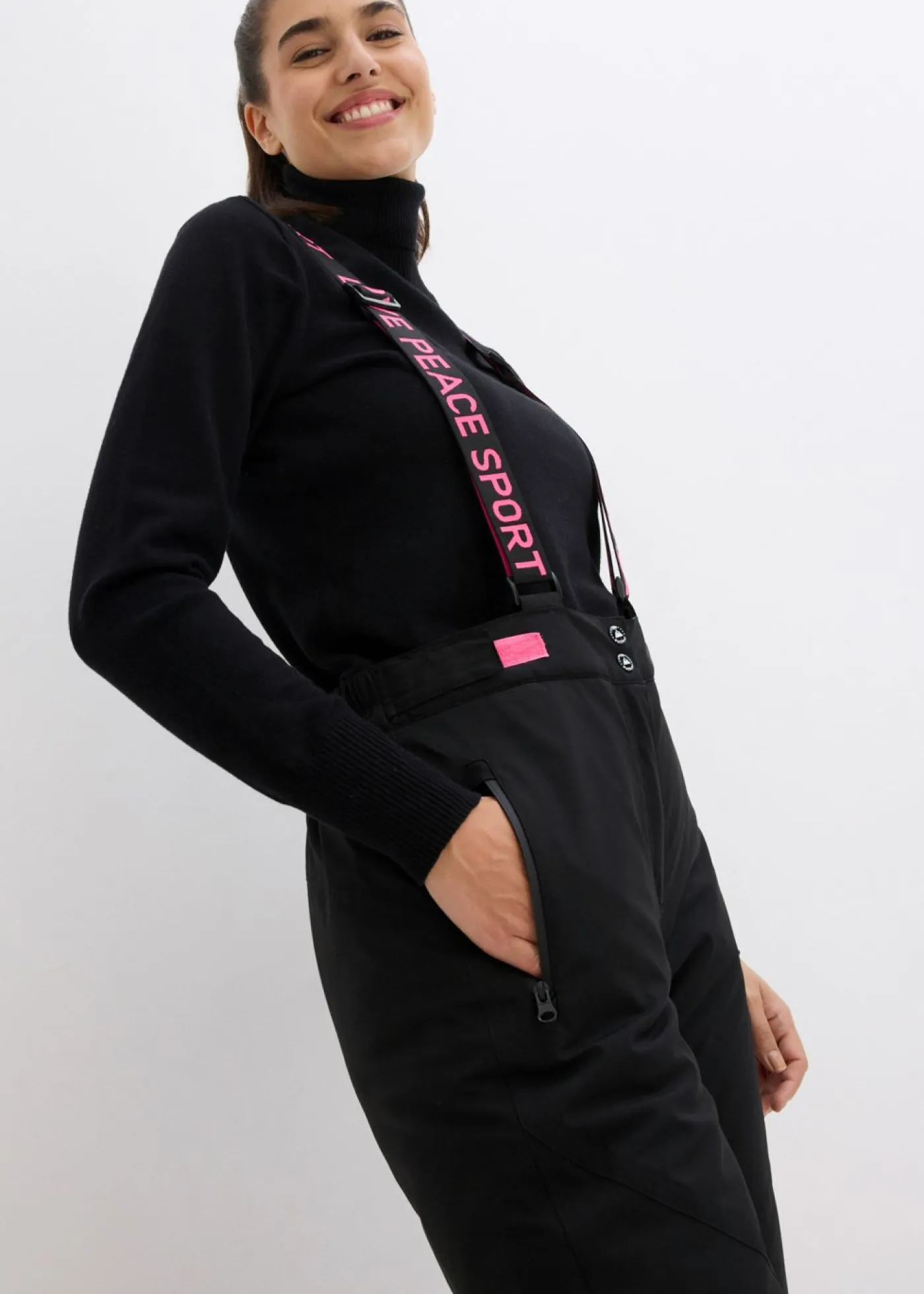 Pantalón térmico funcional de esquí con tirantes desmontables, material impermeable y corte recto Mujer Ropa Térmica|Ropa Para El Aire Libre