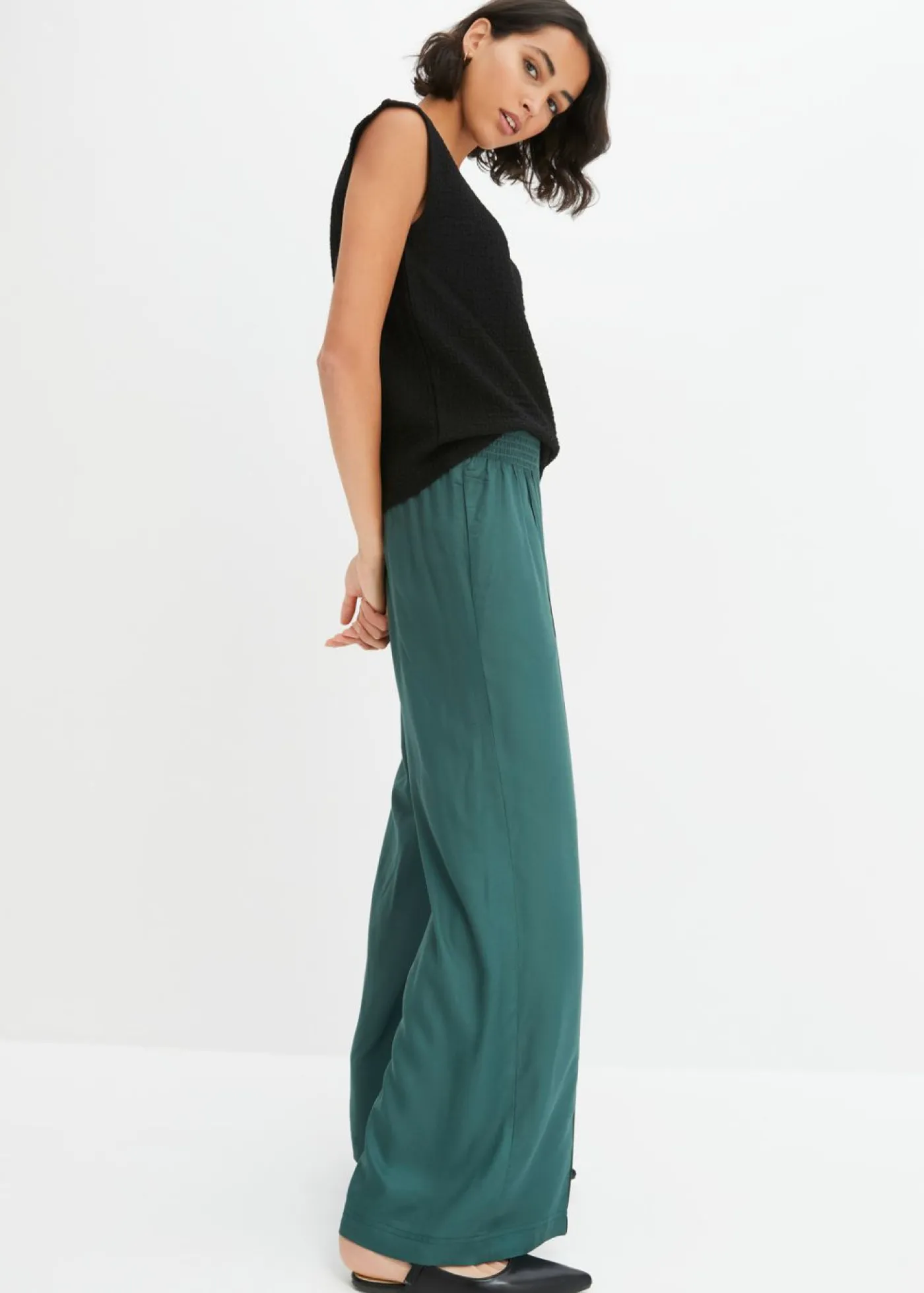 Best Pantalones slip-on de crepé de viscosa fluido Mujer Pantalones