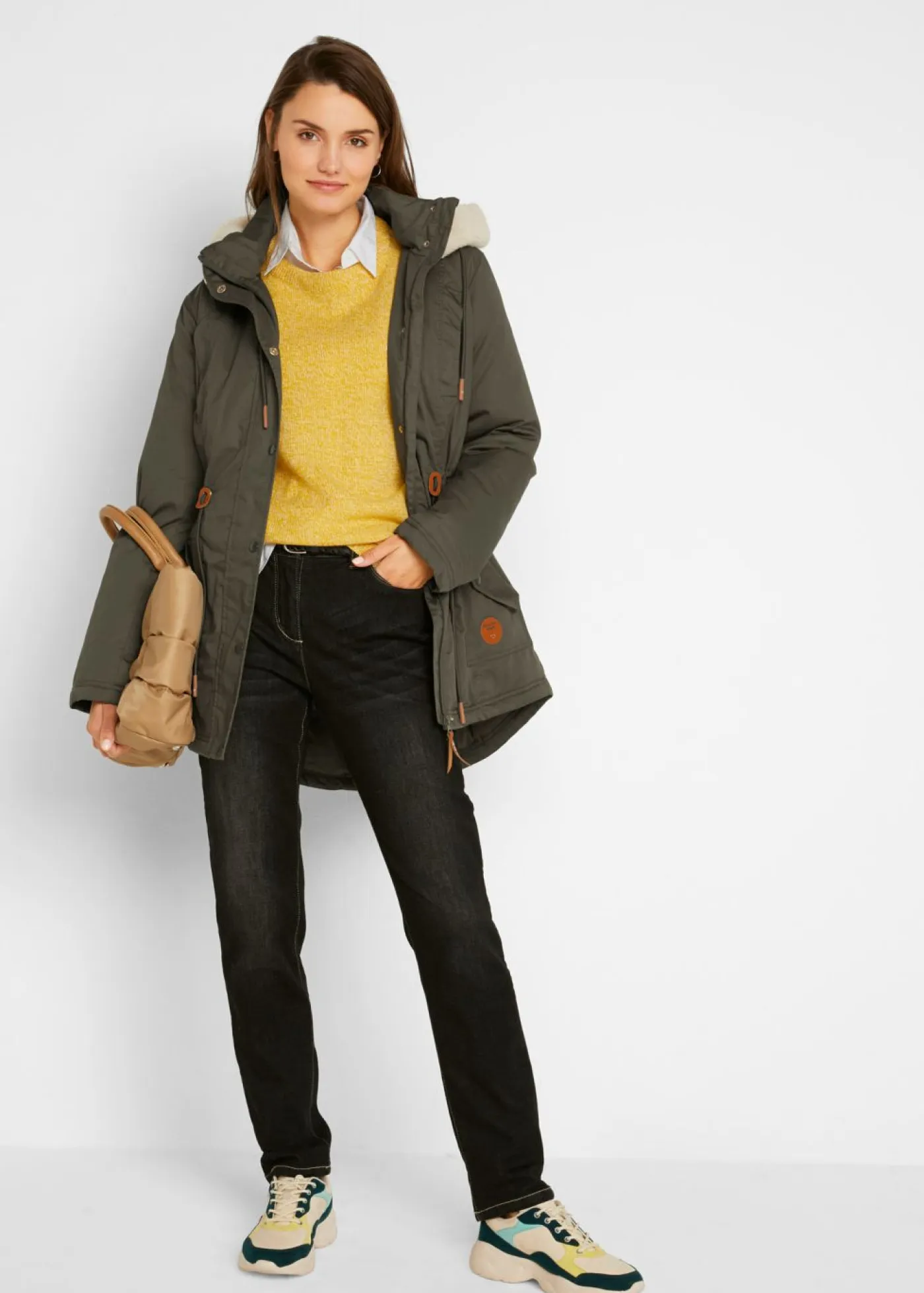 Hot Parka acolchada con ribete de pelo sintético Mujer Chaquetas Y Abrigos