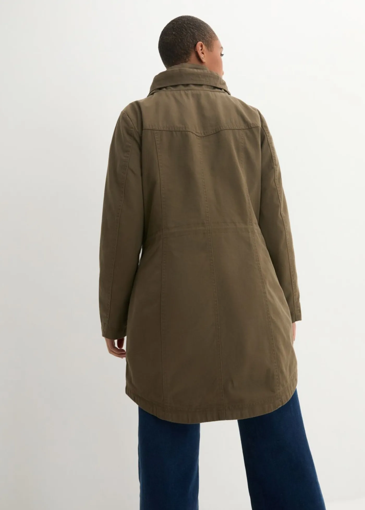 Parka corta de algodón con cuello alto, entallada Mujer Chaquetas Y Abrigos