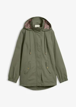 Parka de entretiempo de algodón con capucha estampada Mujer Chaquetas Y Abrigos|Novedades