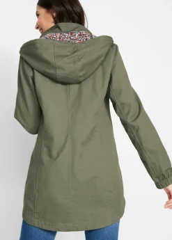 Parka de entretiempo de algodón con capucha estampada Mujer Chaquetas Y Abrigos|Novedades