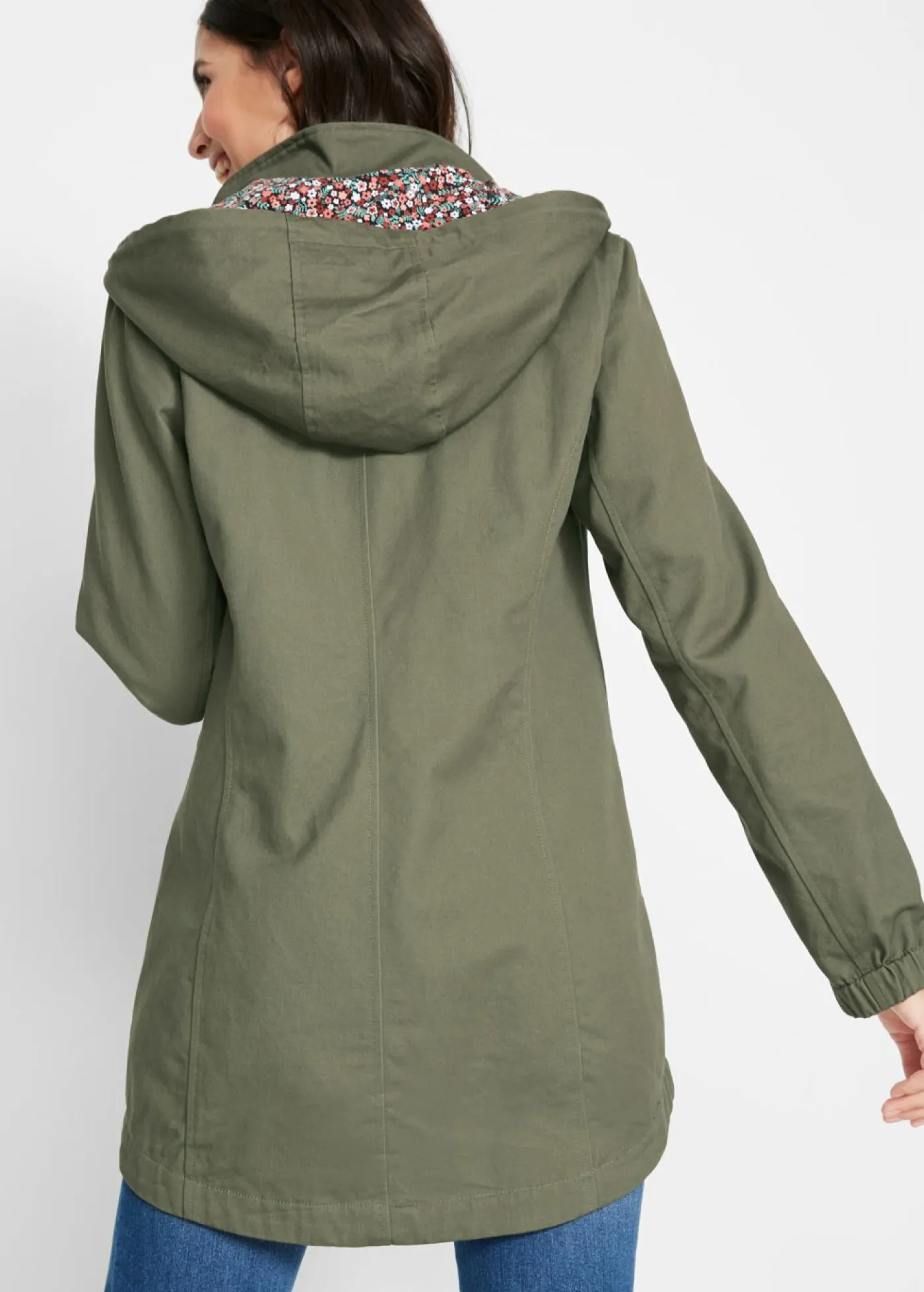 Parka de entretiempo de algodón con capucha estampada Mujer Chaquetas Y Abrigos|Novedades