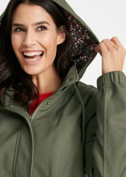Parka de entretiempo de algodón con capucha estampada Mujer Chaquetas Y Abrigos|Novedades